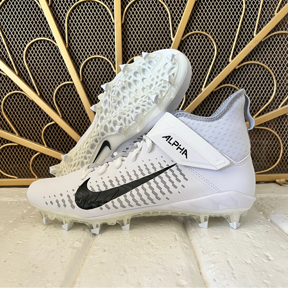 Nike Alpha White Black Football Cleats Mens Size 12.5